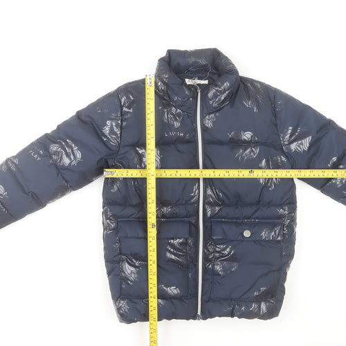 H&M Girls Blue Puffer Jacket 8-9 Years Polyester Quilted Winter Coat