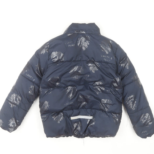 H&M Girls Blue Puffer Jacket 8-9 Years Polyester Quilted Winter Coat