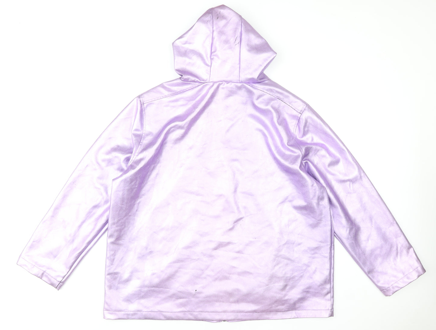 ASOS Women Purple Hooded Windbreaker Jacket Size 16 Polyester Blend