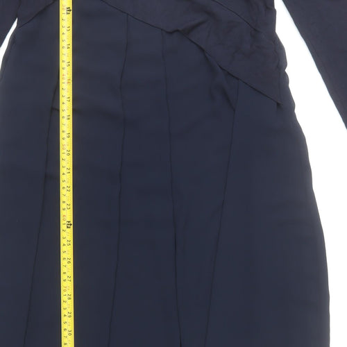 Peruzzi Women Blue Size 10 Midi Shift Dress Long Sleeve Classic