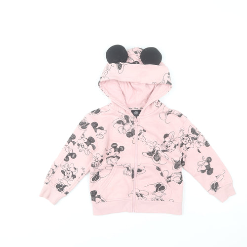 Primark Girls Pink Minnie Mouse Full Zip Hoodie 3-4 Years Disney Fleece