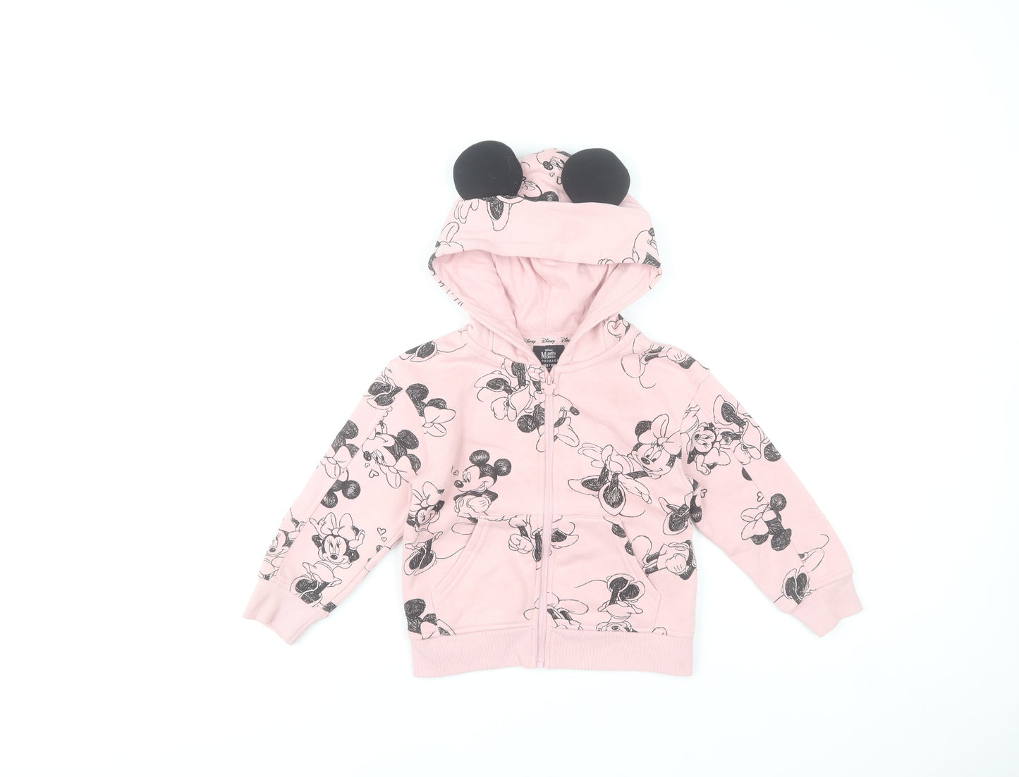 Primark Girls Pink Minnie Mouse Full Zip Hoodie 3-4 Years Disney Fleece
