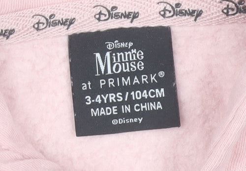 Primark Girls Pink Minnie Mouse Full Zip Hoodie 3-4 Years Disney Fleece