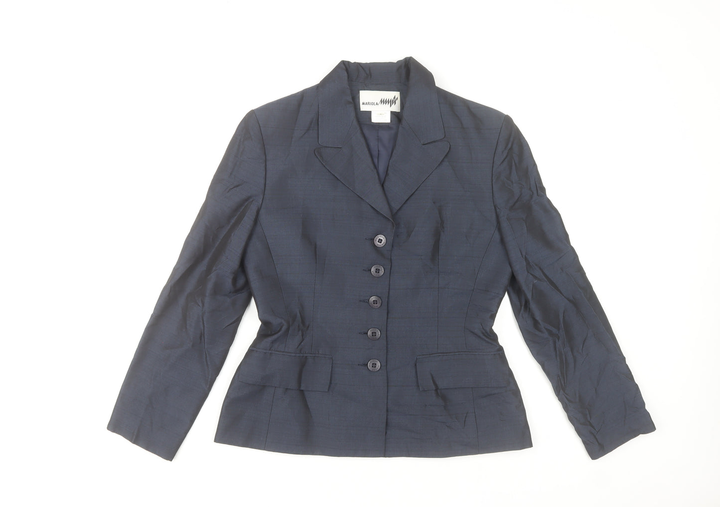Mariola Women Blue Classic Blazer Size 4 Lined Tailored Single-Breasted