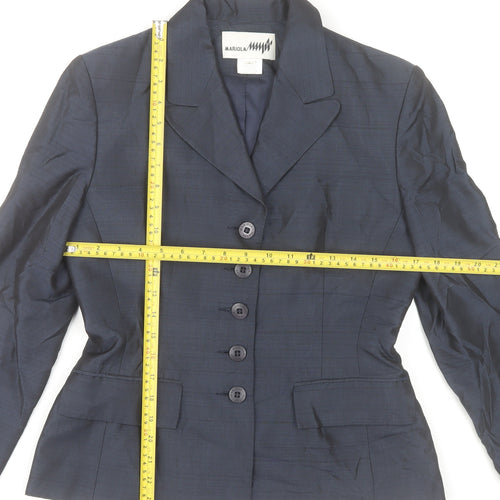 Mariola Women Blue Classic Blazer Size 4 Lined Tailored Single-Breasted