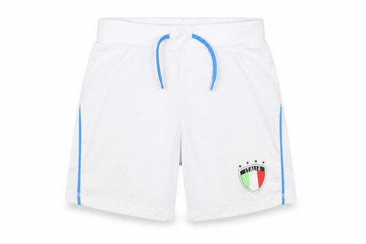 Front view of Dunnes boys’ white 5-6 years athletic football shorts italia