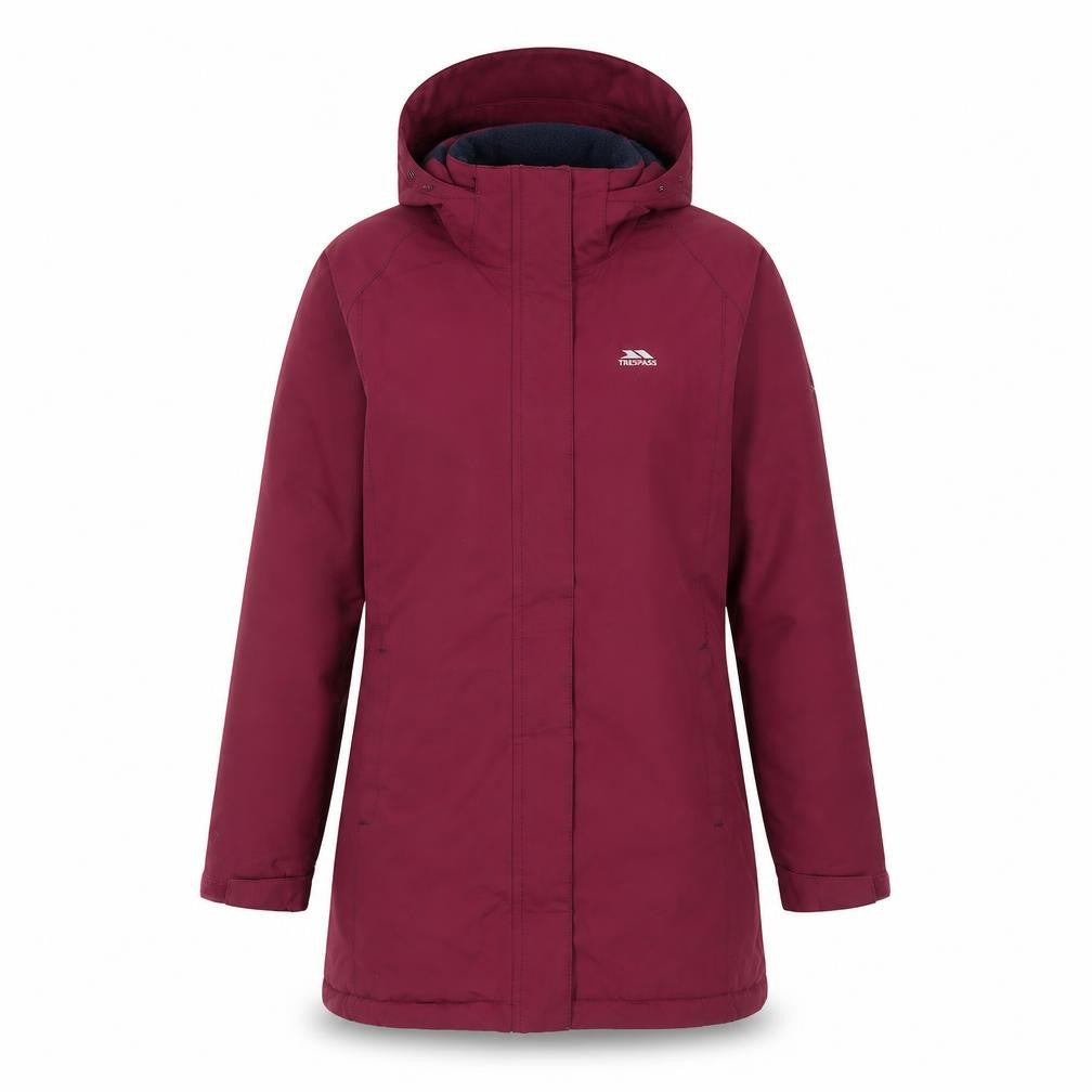 Front view of Trespass Teens Red Waterproof Windproof Hooded Parka Jacket 9/10