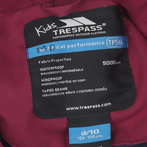 Trespass Teens Red Waterproof Windproof Hooded Parka Jacket 9/10