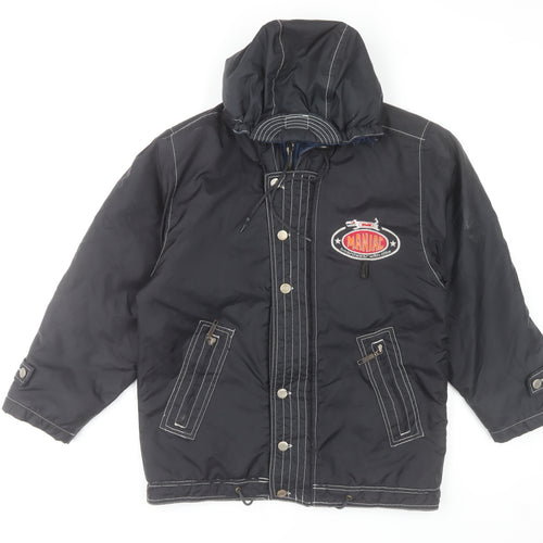 Maniac Men's Black Hooded Puffer Jacket Size 30 Winter Coat
