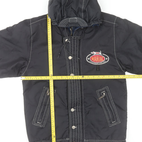 Maniac Men's Black Hooded Puffer Jacket Size 30 Winter Coat
