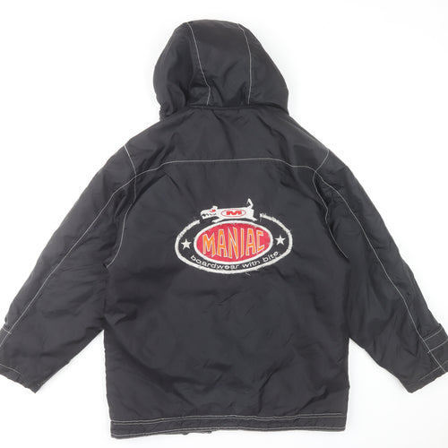 Maniac Men's Black Hooded Puffer Jacket Size 30 Winter Coat