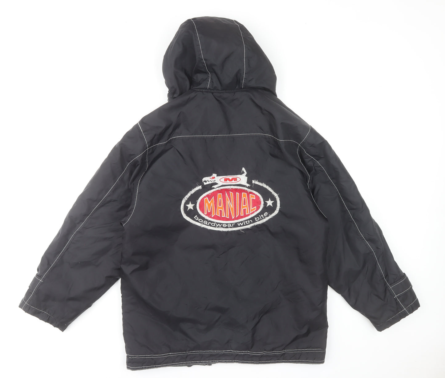 Maniac Men's Black Hooded Puffer Jacket Size 30 Winter Coat