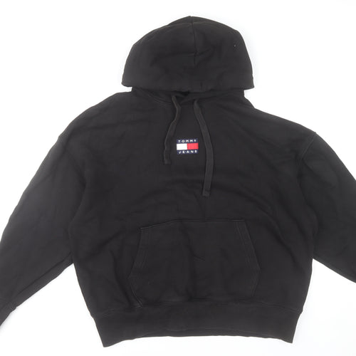 Tommy Jeans Womens Black Cotton Pullover Hoodie L
