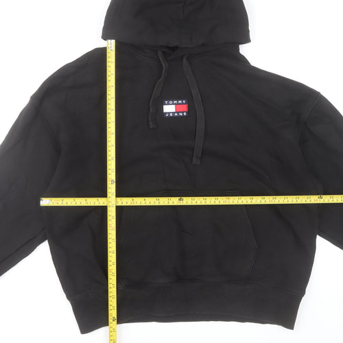 Tommy Jeans Womens Black Cotton Pullover Hoodie L