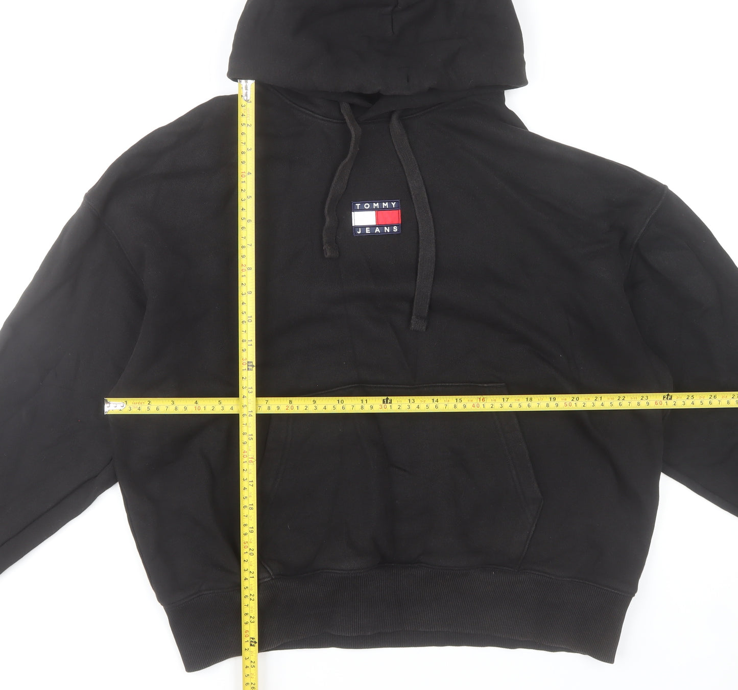 Tommy Jeans Womens Black Cotton Pullover Hoodie L