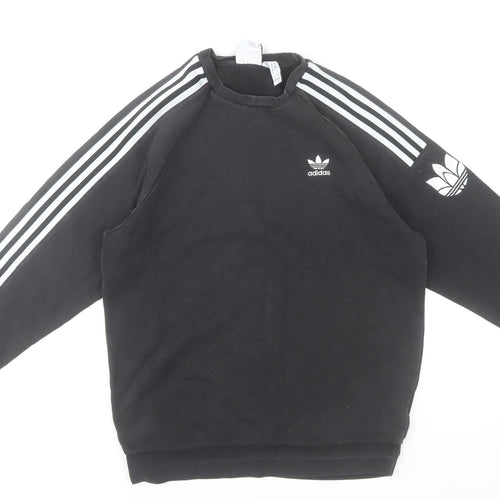Adidas Mens Black Small Pullover Sweatshirt Crew Neck Fleece Logo