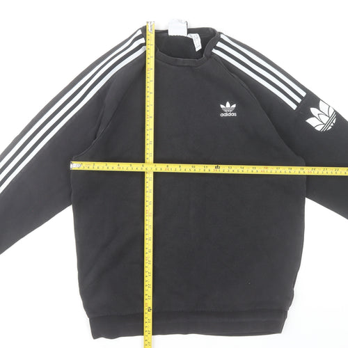 Adidas Mens Black Small Pullover Sweatshirt Crew Neck Fleece Logo