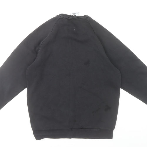 Adidas Mens Black Small Pullover Sweatshirt Crew Neck Fleece Logo