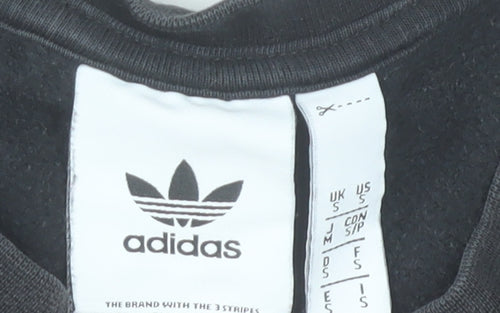 Adidas Mens Black Small Pullover Sweatshirt Crew Neck Fleece Logo