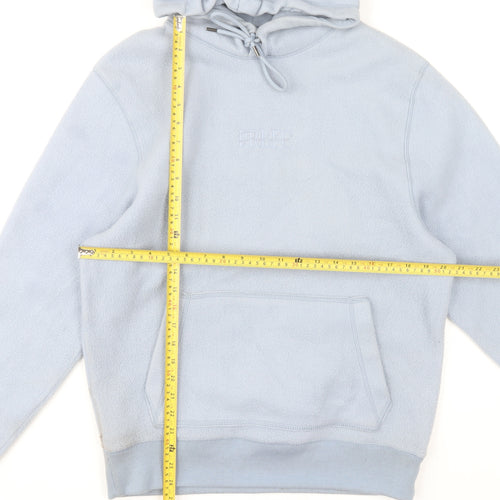 River Island Men's Blue Pullover Hoodie Size S Fleece Logo Design