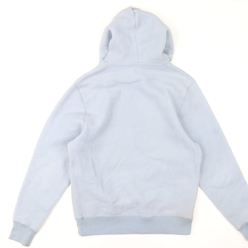 River Island Men's Blue Pullover Hoodie Size S Fleece Logo Design