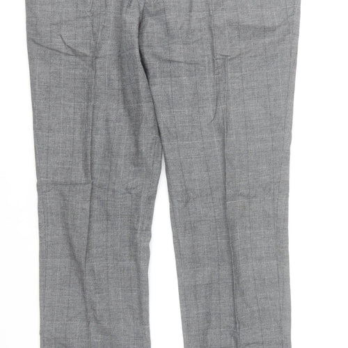 Pedro del Hierro Men's Grey Check Dress Pants Size 36 Regular Fit Cotton