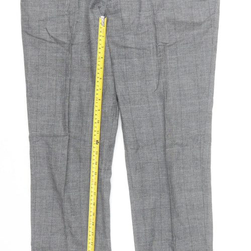 Pedro del Hierro Men's Grey Check Dress Pants Size 36 Regular Fit Cotton