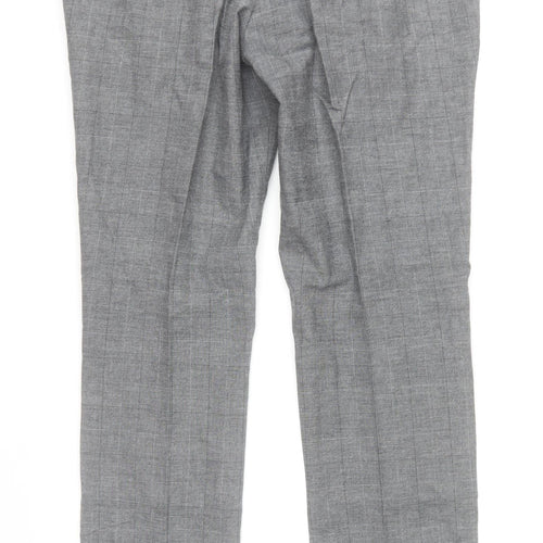 Pedro del Hierro Men's Grey Check Dress Pants Size 36 Regular Fit Cotton