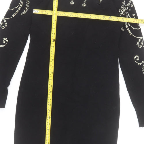 Frank Lyman Women’s Black Embroidered Knit Bodycon Dress Size M