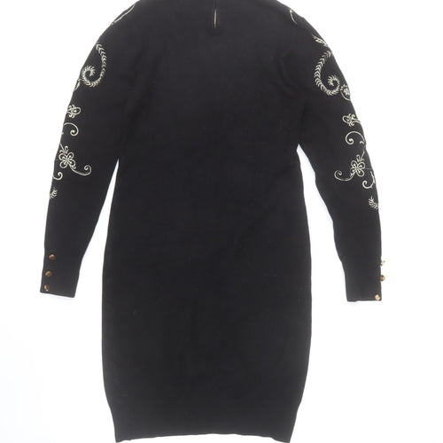 Frank Lyman Women’s Black Embroidered Knit Bodycon Dress Size M