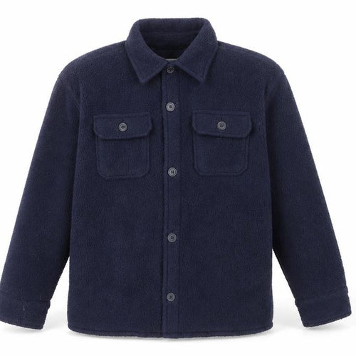 GAP Boys Blue Fleece Button-Up Long Sleeve Shirt 8-9 Years