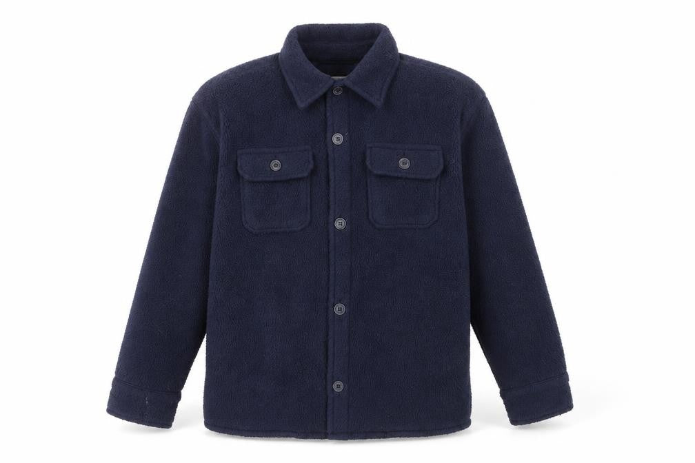 GAP Boys Blue Fleece Button-Up Long Sleeve Shirt 8-9 Years