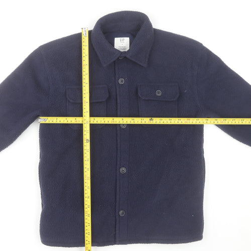 GAP Boys Blue Fleece Button-Up Long Sleeve Shirt 8-9 Years