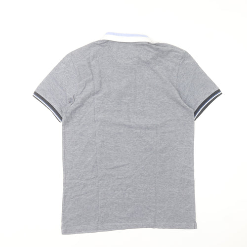 Zara Men’s Grey Short Sleeve Polo Shirt Size L Regular Fit