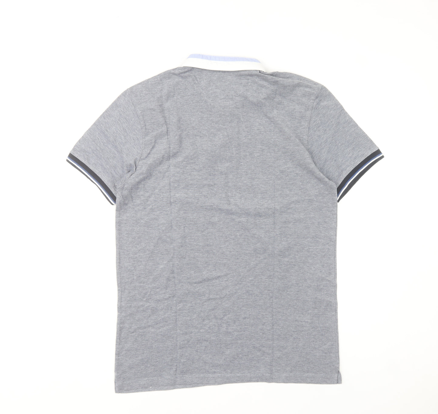 Zara Men’s Grey Short Sleeve Polo Shirt Size L Regular Fit