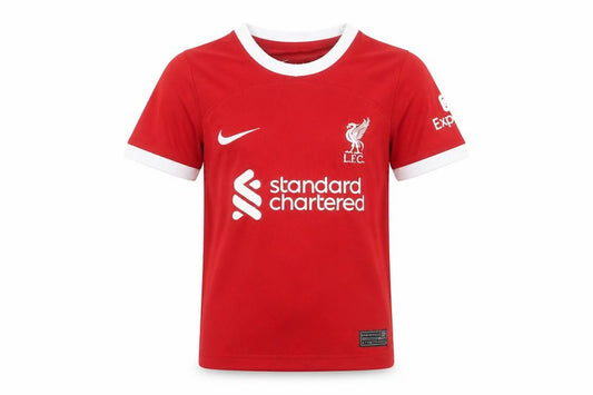 Front view of Nike boys’ red liverpool fc football jersey t-shirt 16 years