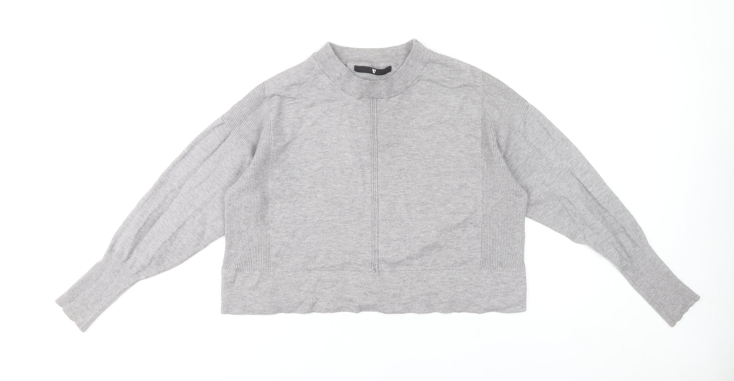 V by Very Women's Grey Mock Neck Knit Jumper Size 12