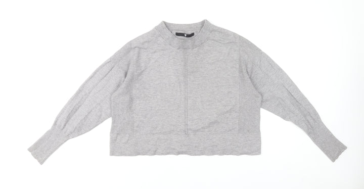 V by Very Women's Grey Mock Neck Knit Jumper Size 12