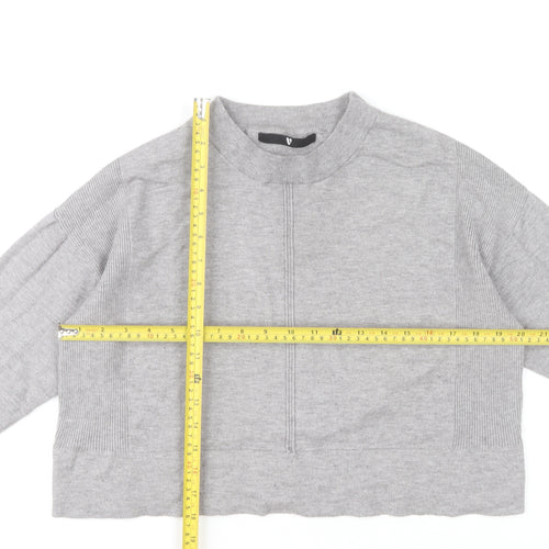 V by Very Women's Grey Mock Neck Knit Jumper Size 12