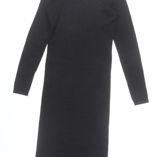 V by Very Women’s Black Long Sleeve Bodycon Knit Midi Dress Size 12