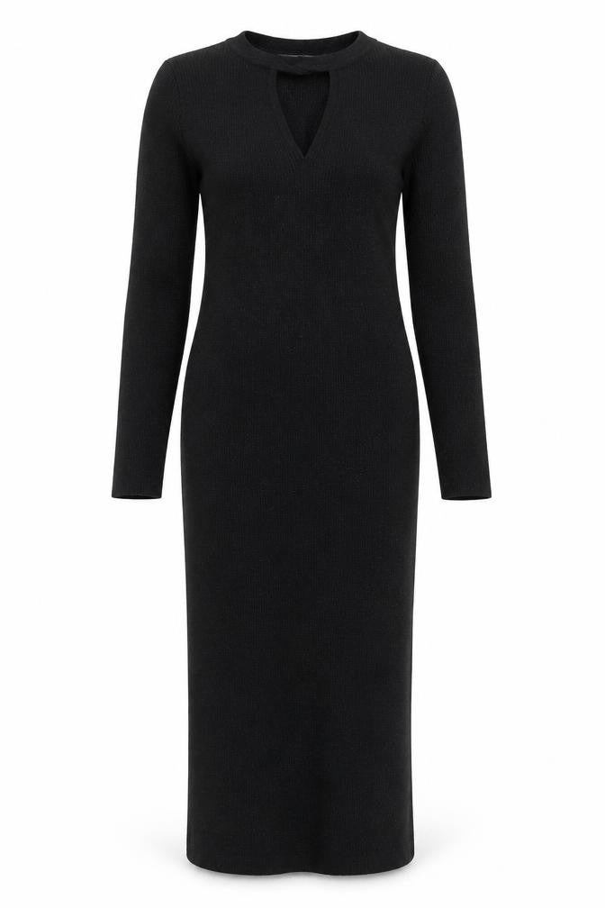 V by Very Women’s Black Long Sleeve Bodycon Knit Midi Dress Size 12