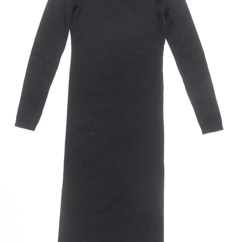 V by Very Women’s Black Long Sleeve Bodycon Knit Midi Dress Size 12