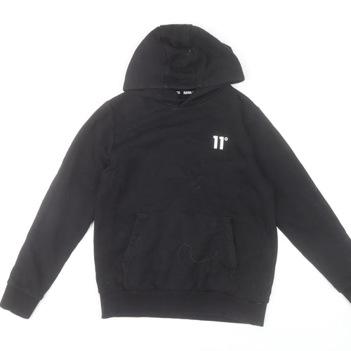 Eleven Degrees Boys Black Pullover Hoodie 12-13 Years Cotton Blend
