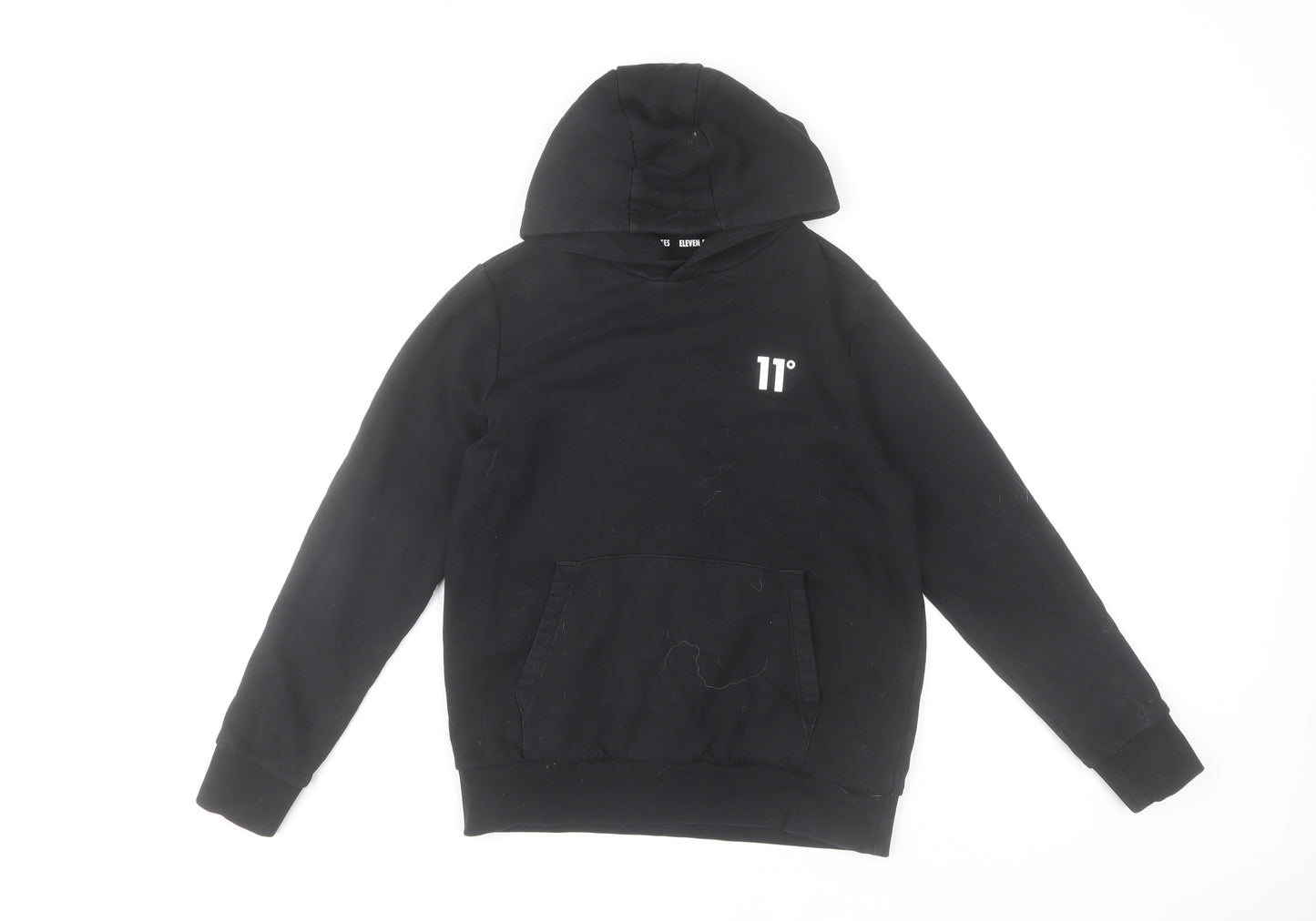 Eleven Degrees Boys Black Pullover Hoodie 12-13 Years Cotton Blend