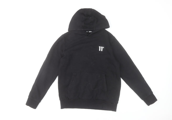 Eleven Degrees Boys Black Pullover Hoodie 12-13 Years Cotton Blend