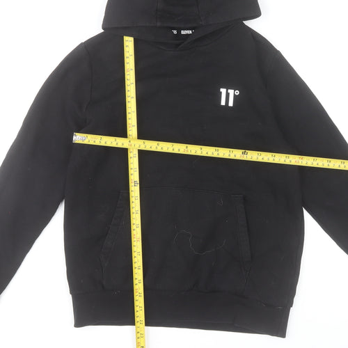 Eleven Degrees Boys Black Pullover Hoodie 12-13 Years Cotton Blend