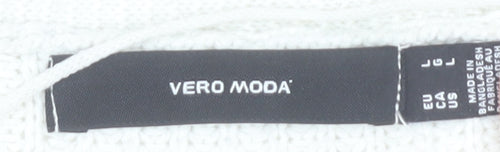 Vero Moda Women White Knit V-Neck Chunky Button Cardigan L