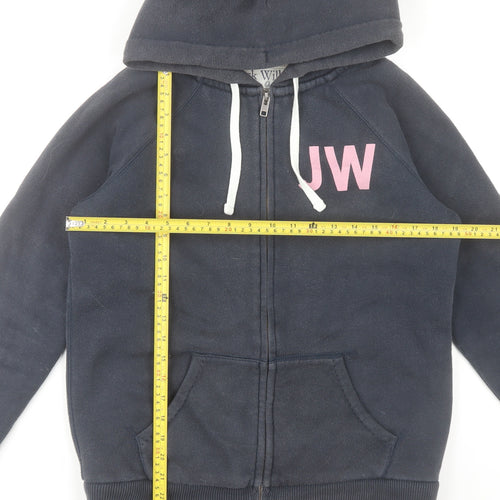 Jack Wills Womens Navy Blue Full Zip Hoodie UK 12 Lined Casual