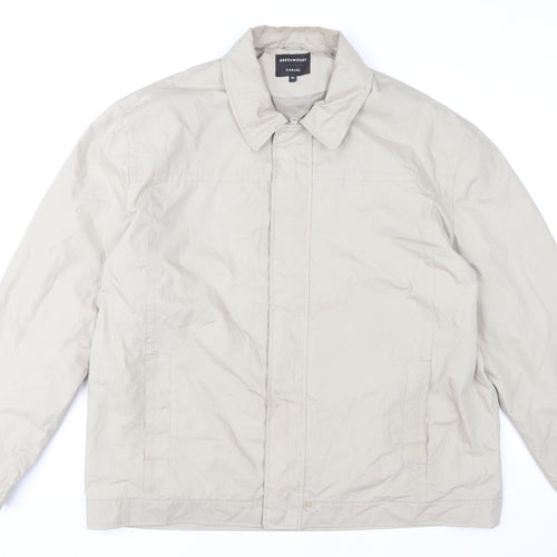 Greenwoods Men's Beige 4XL Basic Casual Jacket with Zip and Pockets