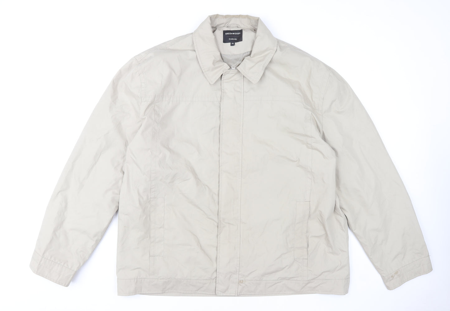 Greenwoods Men's Beige 4XL Basic Casual Jacket with Zip and Pockets